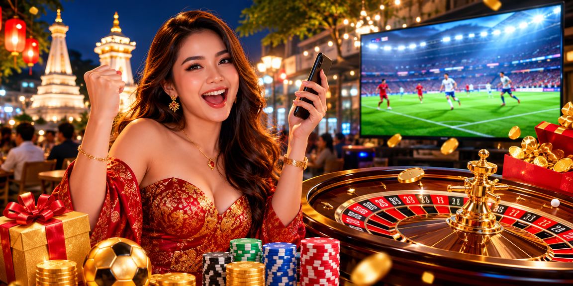 Meja roulette di pasar malam Vietnam dengan lampu warna-warni yang meriah