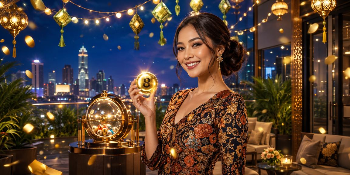 Pemandangan festival lotere dan keberuntungan di satu malam